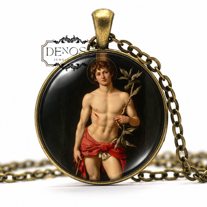 Saint Sebastian Necklace,Religious Devotional Christian Medal