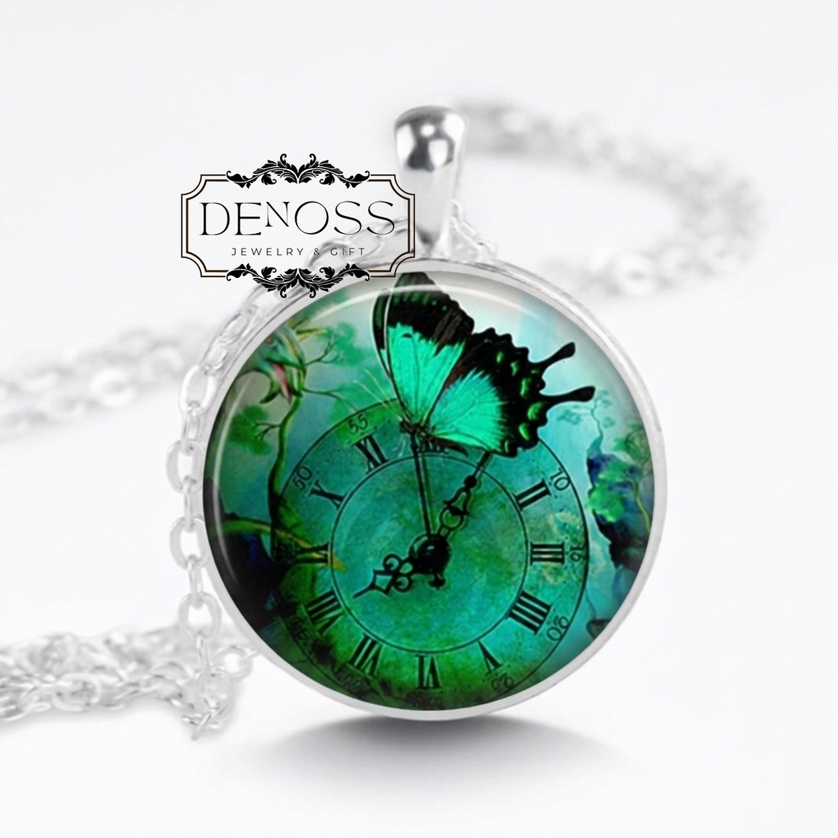 Steampunk Butterfly Clock Necklace