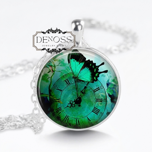 Steampunk Butterfly Clock Necklace
