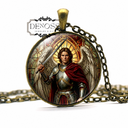 St. Michael the Archangel Icon Necklace,Religious Medal Necklace