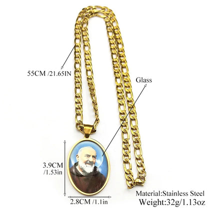 St.Padre Pio,Christian Necklace,Religious Gift Jewelry