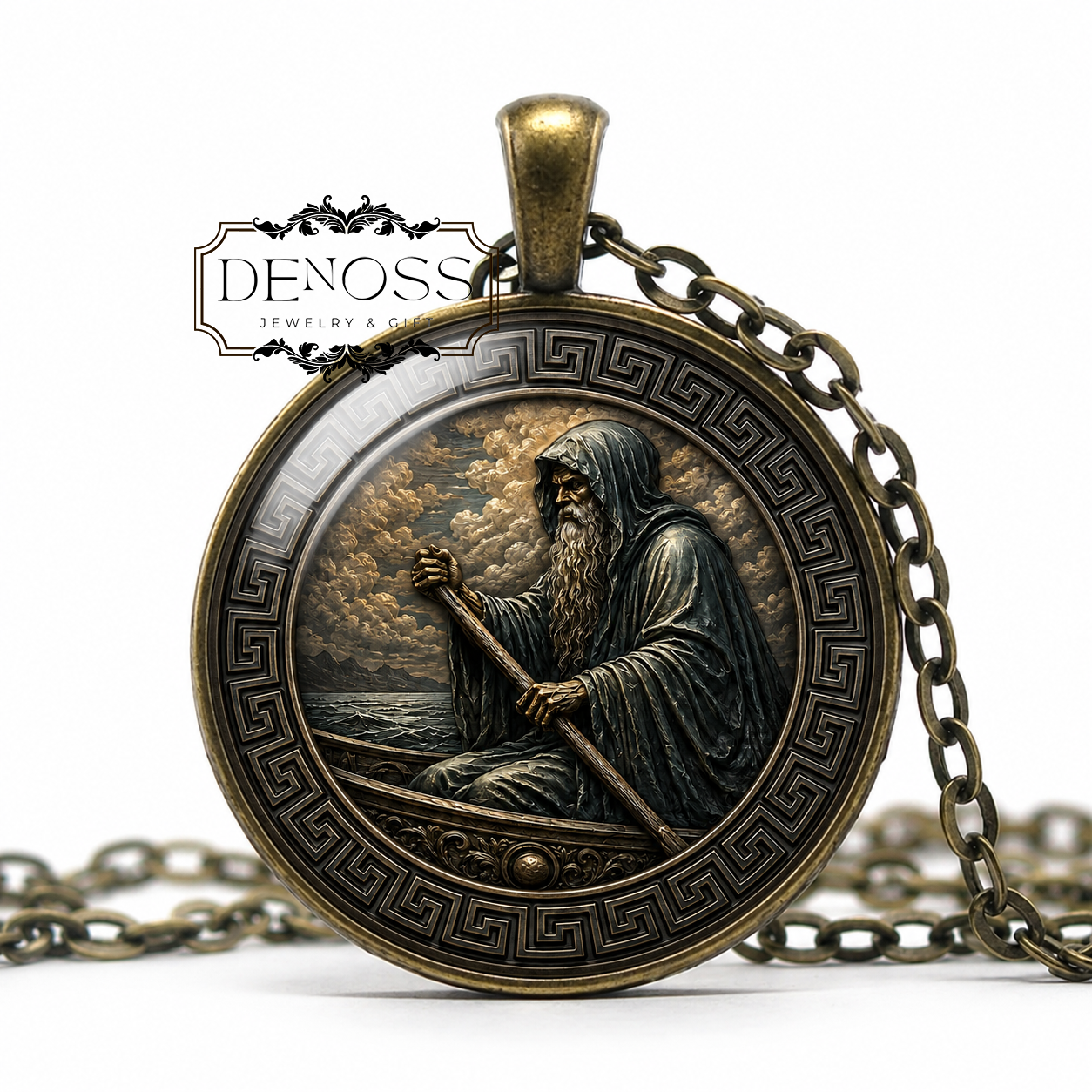 CHARON Necklace,Ferryman of Hades, Underworld,Acheron, Styx,Mythology,Art Pendant Necklace,Handmade necklace,Glass pendant
