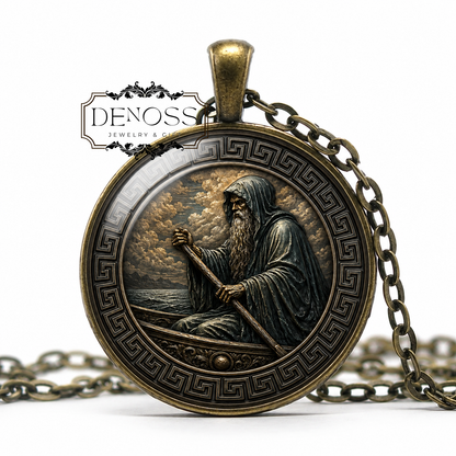 CHARON Necklace,Ferryman of Hades, Underworld,Acheron, Styx,Mythology,Art Pendant Necklace,Handmade necklace,Glass pendant