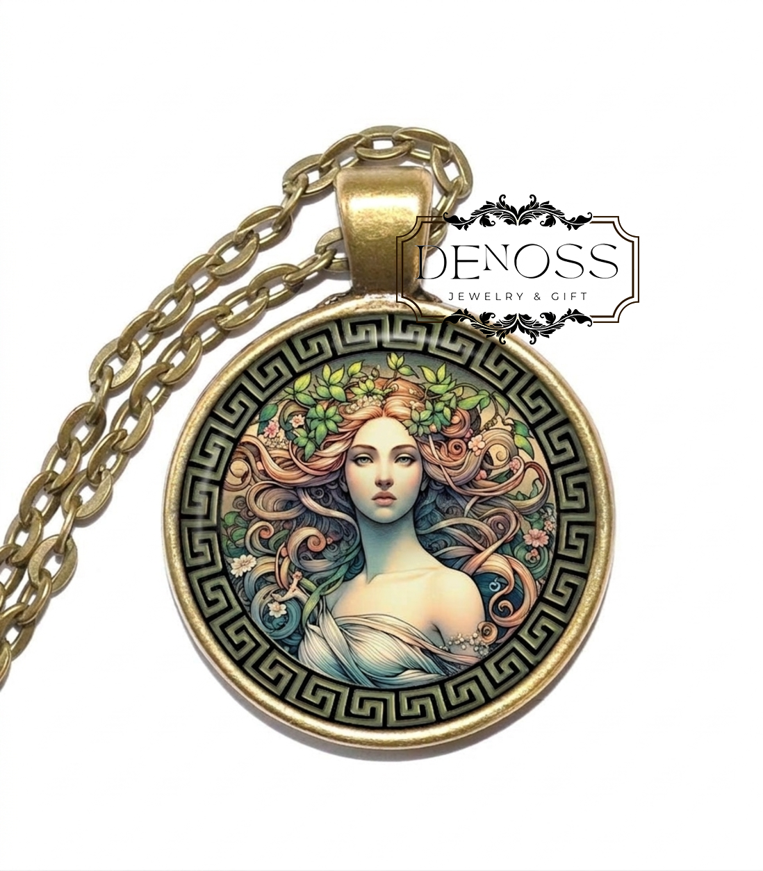 CHRYSOTHEMIS Necklace,Dryad,Priestess of Demeter,Life Force of the Forest,Greek,Mythology,Glass pendant