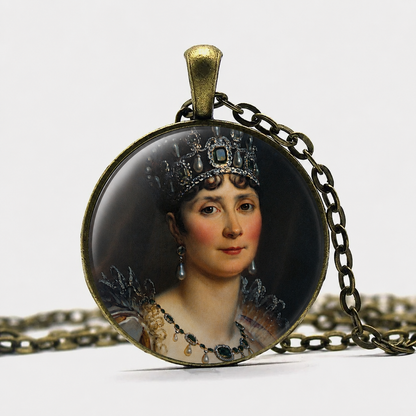 JOSÉPHINE BONAPARTE Necklace,Empress, French,Napoleon I ,Joséphine de Beauharnais,Art Pendant Necklace,Glass Pendant Necklace