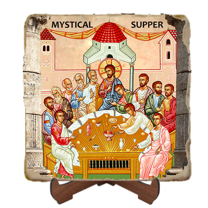 Mystical Supper Icon,Marble Icon,Handmade,Prayer gift,Christian Icon