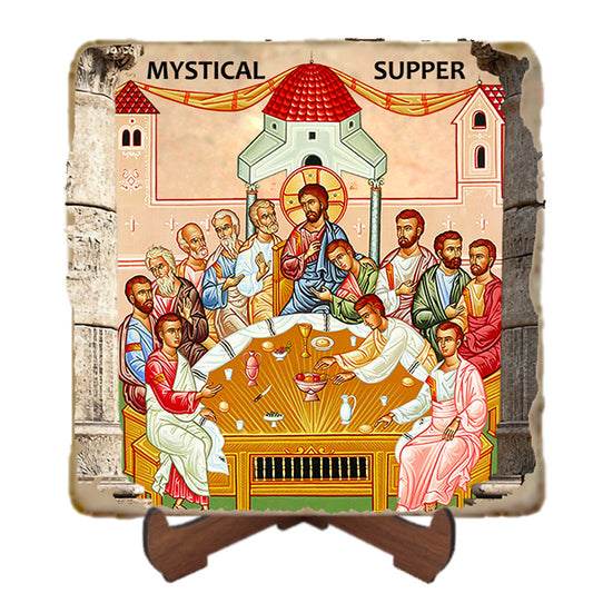 Mystical Supper Icon,Marble Icon,Handmade,Prayer gift,Christian Icon