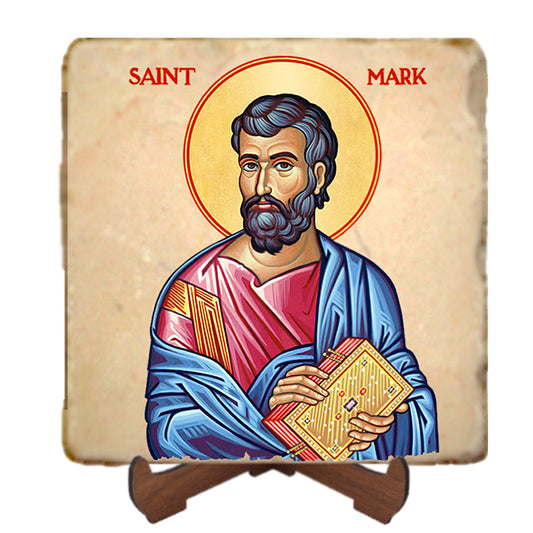 St.Mark Icon,Men Saints,Marble Icon,Handmade,Prayer gift,Christian Icon