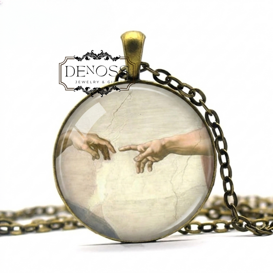 The Creation of Adam necklace,Michelangelo,Renaissance art,Sistine Chapel Art