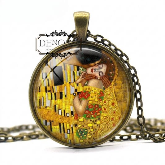 The Kiss Necklace,Gustav Klimt Art Nouveau Gift