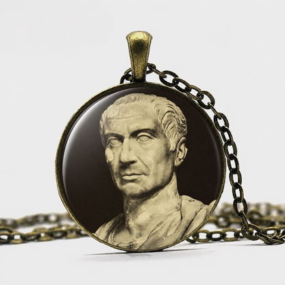 JULIUS CAESAR Necklace,Roman,General, Statesman,Dictator,First Triumvirate Art Pendant Necklace,Glass Pendant Necklace