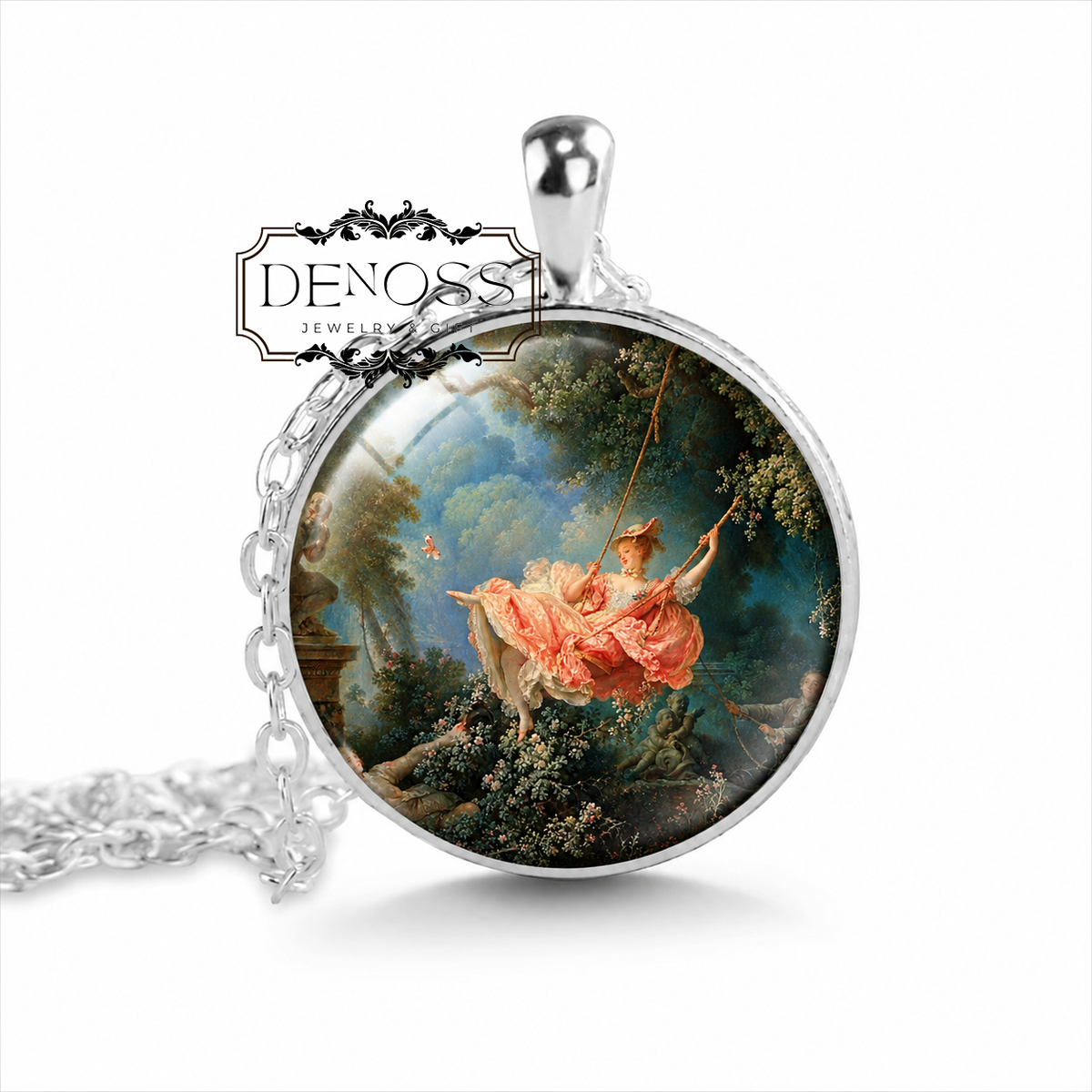 The Swing Necklace,Jean Honore Fragonard Rococo Art Jewelry