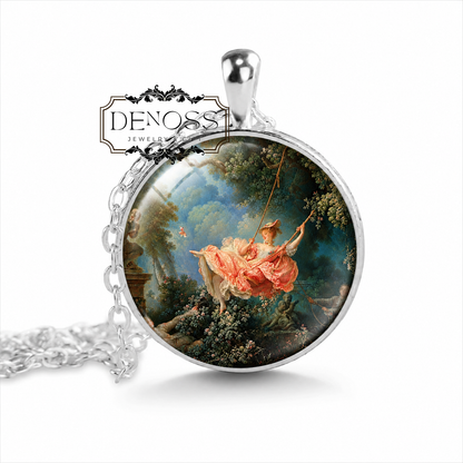 The Swing Necklace,Jean Honore Fragonard Rococo Art Jewelry