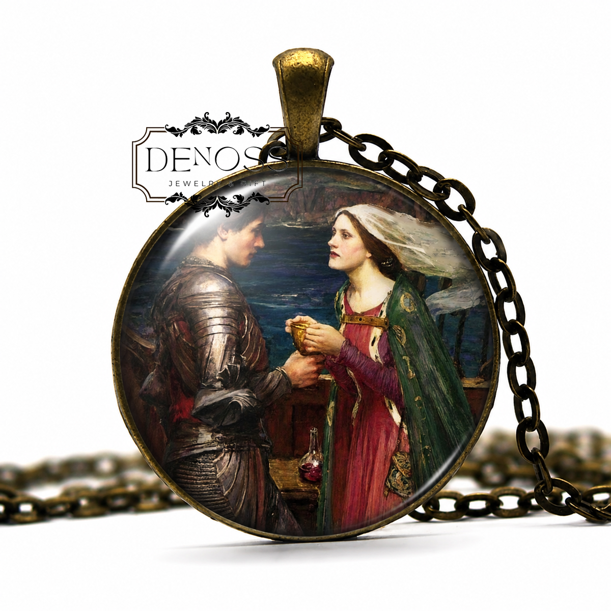 Tristan and Isolde' Pendant Necklace,Pre-Raphaelite Art Jewellery