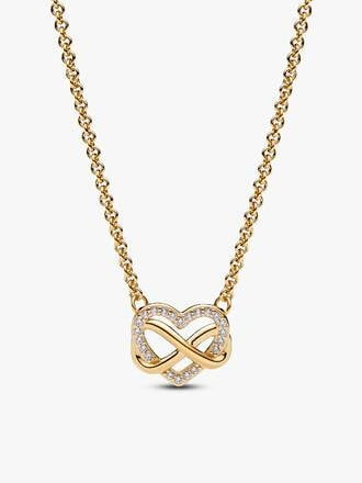 Gold,Silver Infinity Heart Necklace,Sterling Silver,CZ,Gift for Her