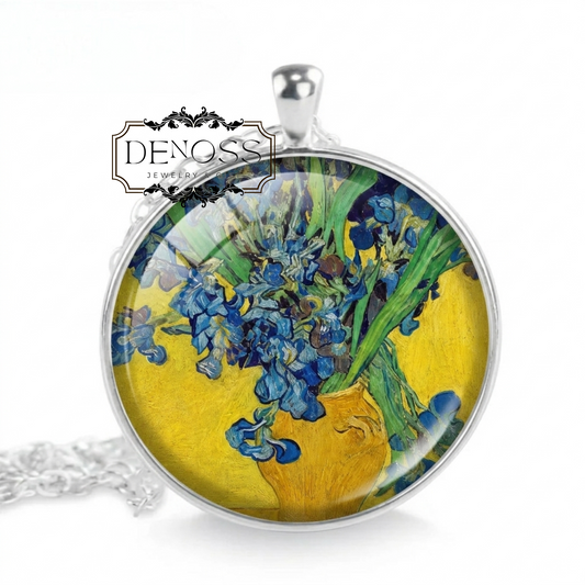 Van Gogh Irises Necklace,Art Jewellery Gift