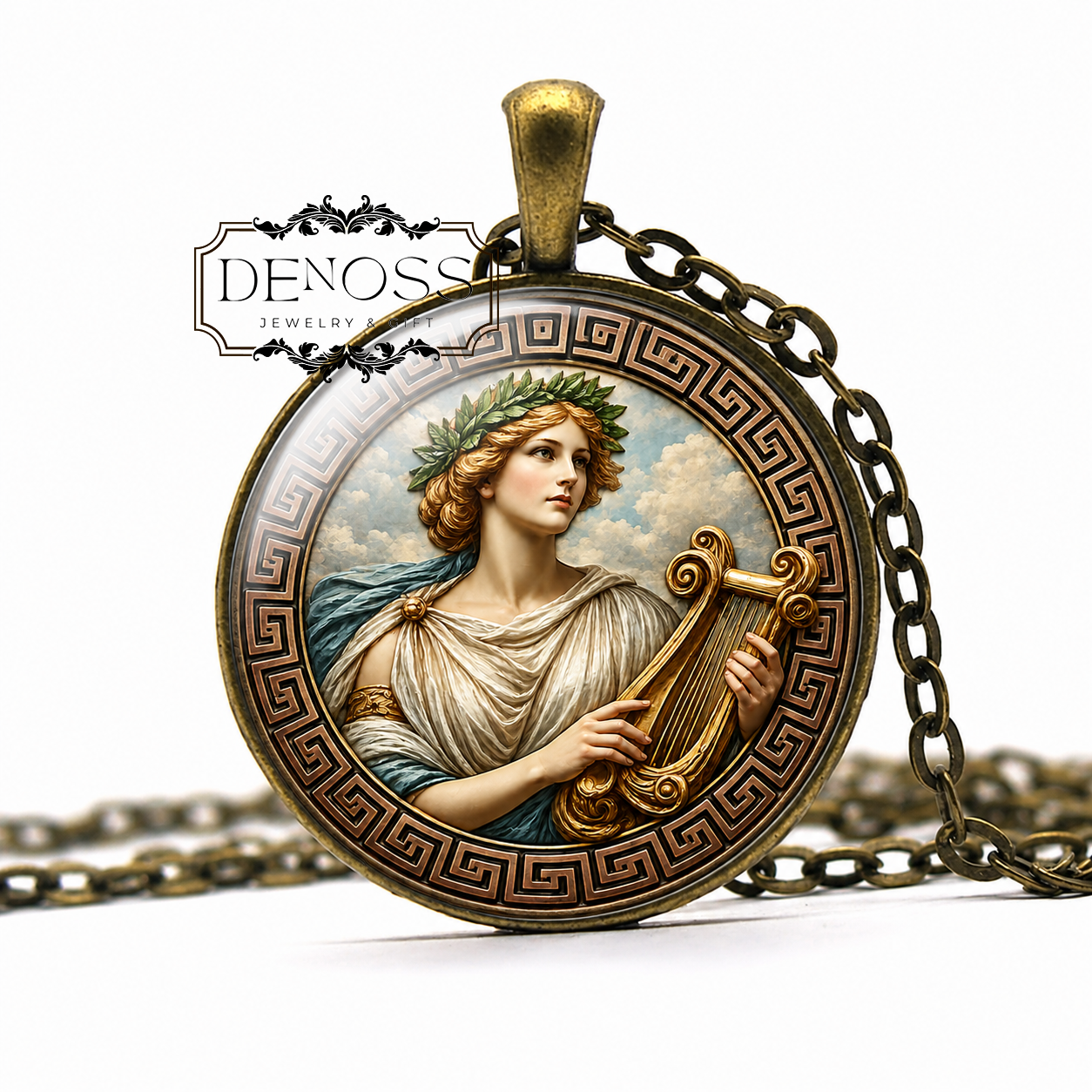 CLIO Necklace,Goddess of History,Muse, Mythology,Greek,Art Pendant Necklace,Glass Pendant