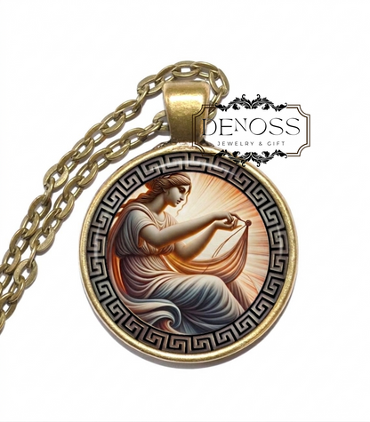 CLOTHO Necklace,Moirai,Creation,Birth,Three Fates,Fate,Destiny,Length of Life,Existence,Greek,Mythology,Glass Pendant