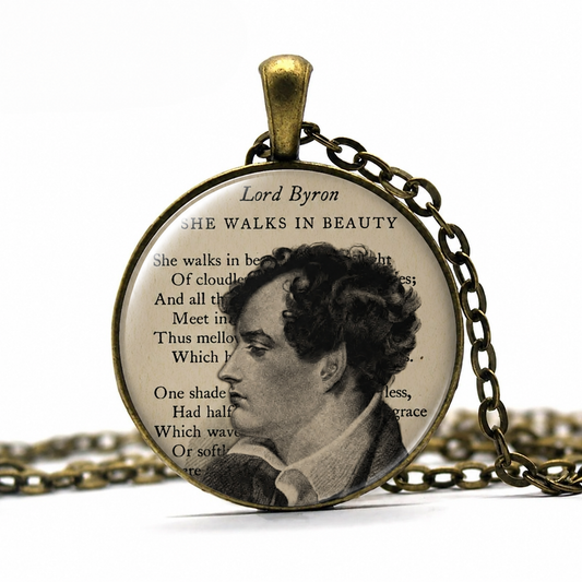 LORD BYRON Necklace,English,Peer,Poet, Satirist,Romantic movement,Art Pendant Necklace,Glass pendant Necklace - Denoss