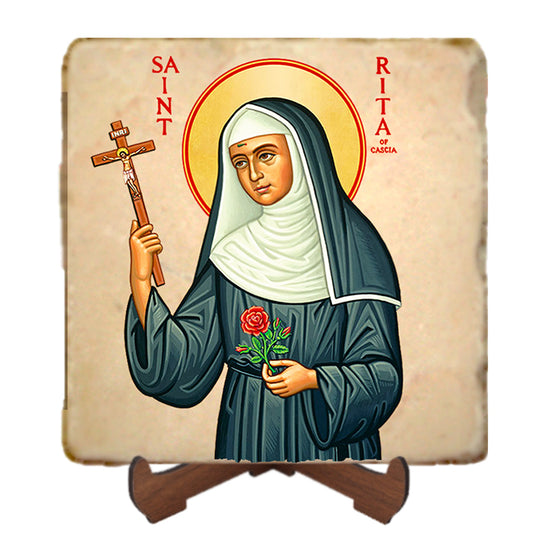 St.Rita of Cascia Icon,Women Saint,Marble Icon,Handmade,Prayer gift,Christian Icon