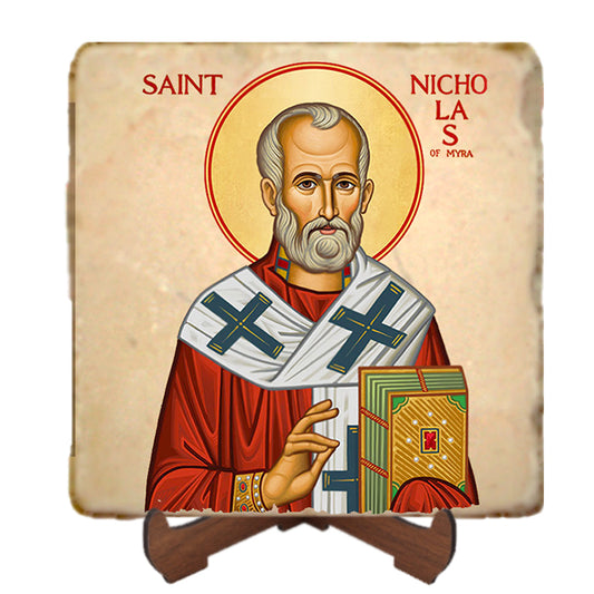 St.Nicholas of Myra Icon,Men Saints,Marble Icon,Handmade,Prayer gift,Christian Icon