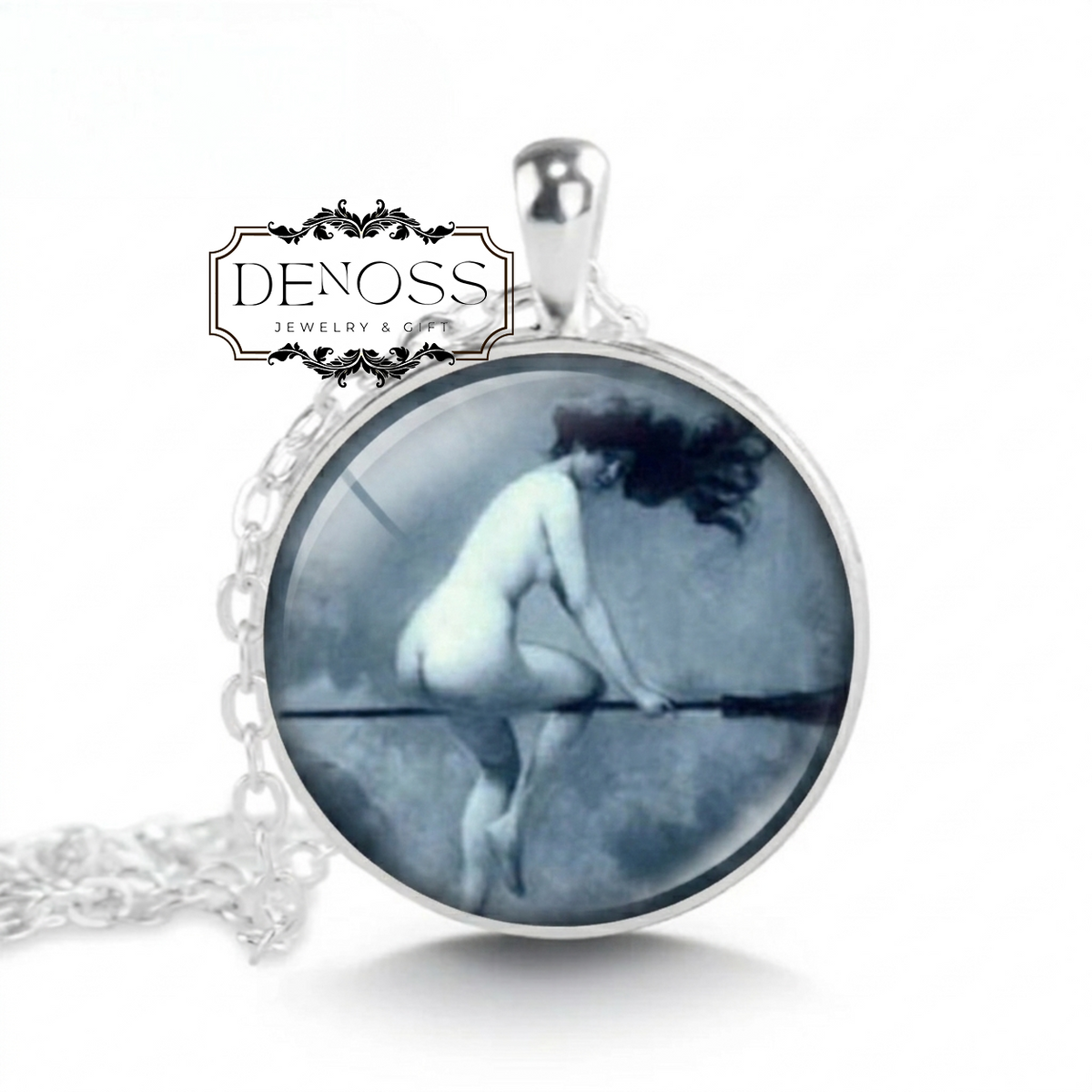 Witch Riding Broom Necklace,Albert Joseph Penot Art