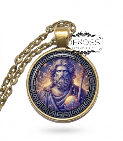 COEUS Necklace,Titan God of Intellect,Titan God of Foresight,Titan God of the Celestial Axis,Greek,Mythology,Glass Pendant
