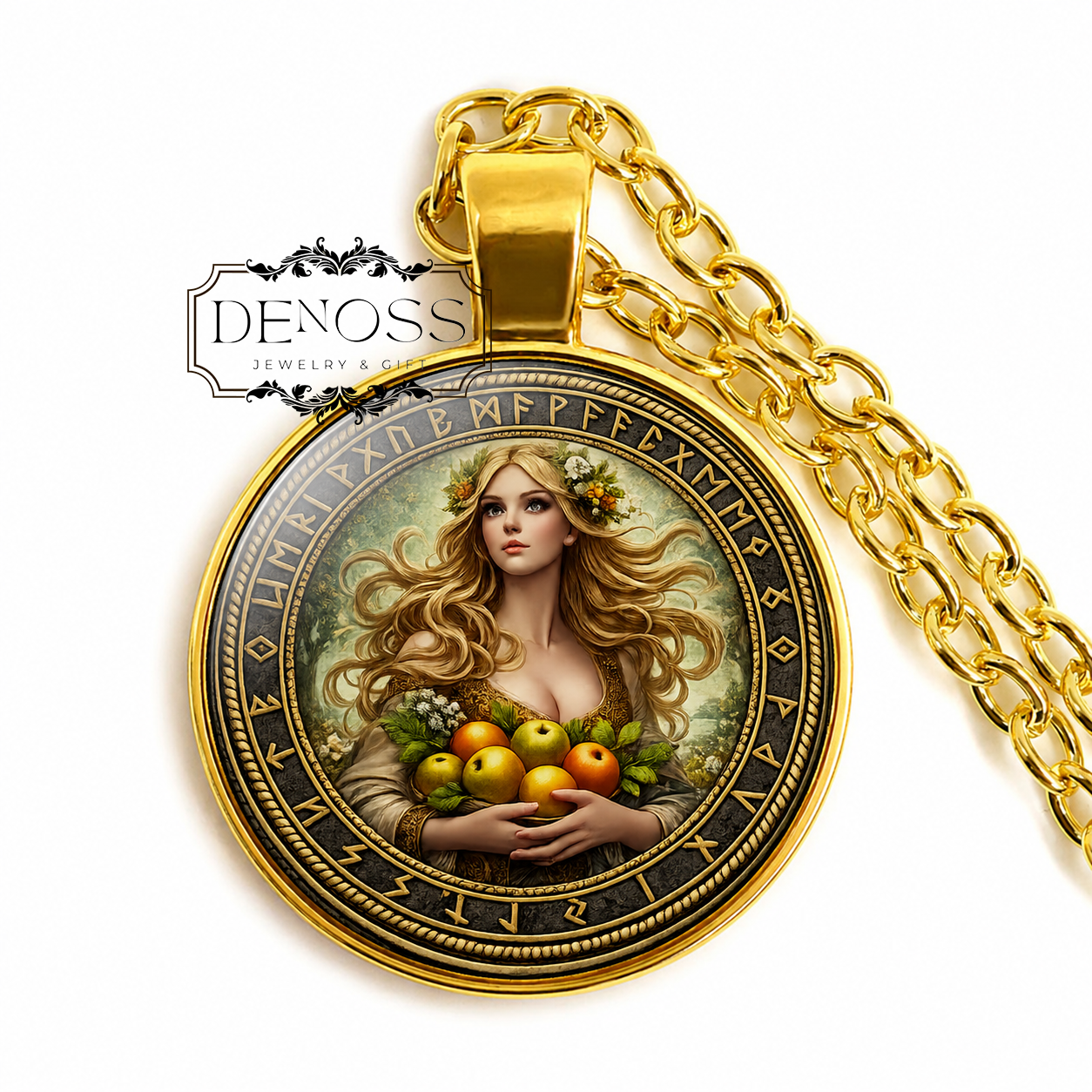 IDUN Necklace,Norse,Goddess,Goddess of Fertility,Goddess of Youthfulness,Vikings,Scandinavian,Asatru,Glass Necklace