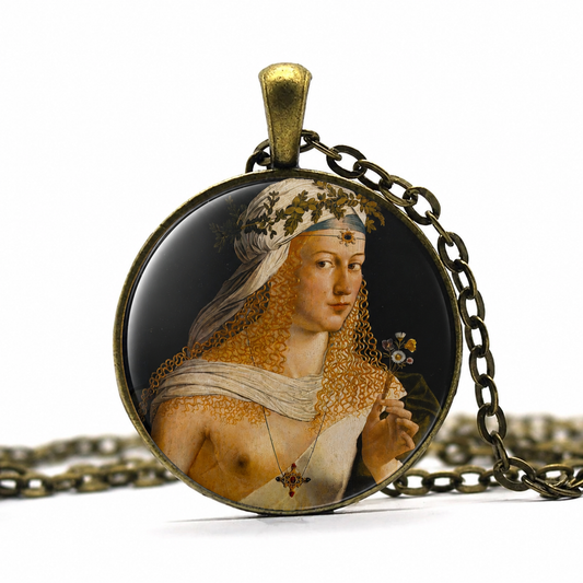 Lucrezia Borgia Necklace,Renaissance Italian Art Portrait Pendant Necklace - Denoss