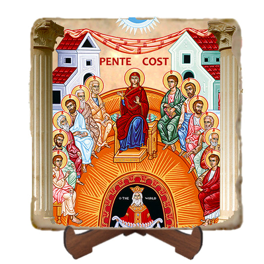Pentecost Icon,Marble Icon,Handmade,Prayer gift,Christian Icon