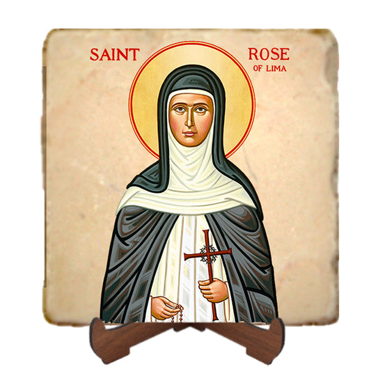 St.Rose of Lima Icon,Women Saint,Marble Icon,Handmade,Prayer gift,Christian Icon