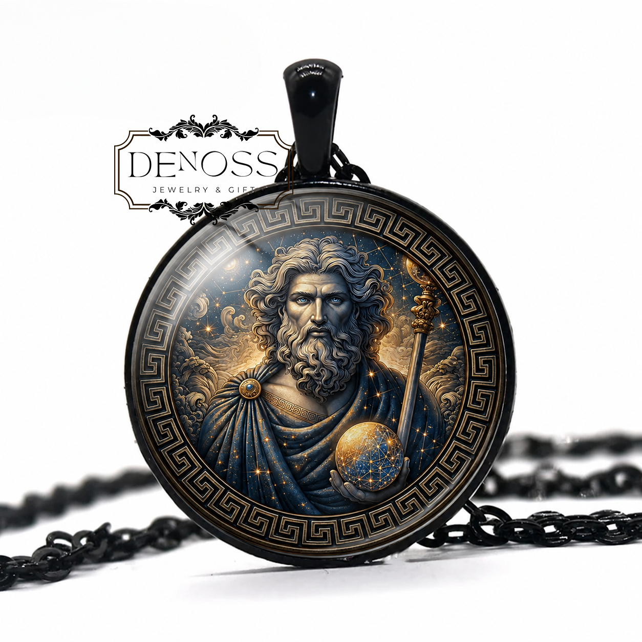 COEUS Necklace,Titan God of Intellect,Titan God of Foresight,Titan God of the Celestial Axis,Greek,Mythology,Glass Pendant