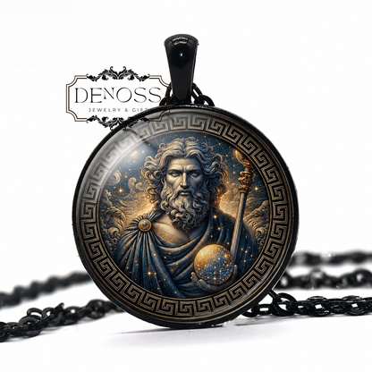 COEUS Necklace,Titan God of Intellect,Titan God of Foresight,Titan God of the Celestial Axis,Greek,Mythology,Glass Pendant