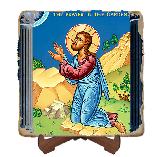 Prayer in the Garden Icon - Orthodox style Icon,Marble Icon,Handmade,Prayer gift,Christian Icon