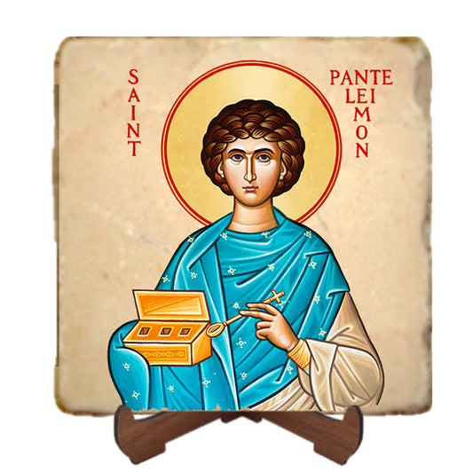 St.Panteleimon Icon,Men Saints,Marble Icon,Handmade,Prayer gift,Christian Icon