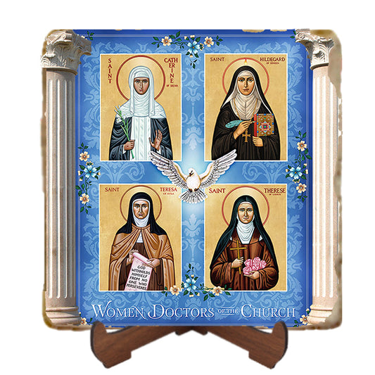 Women Doctors of the Church Icon,Marble Icon,Handmade,Prayer gift,Christian Icon