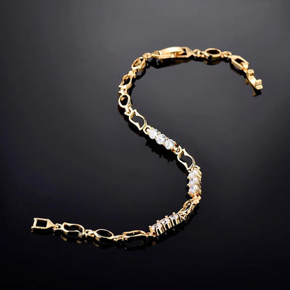 Elegant ladies bracelet with gold drop zircon stones