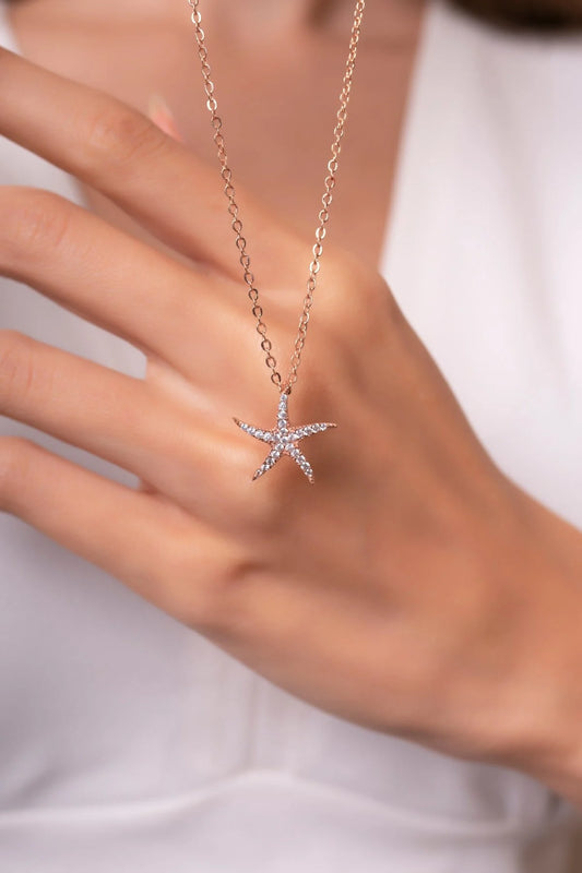 Starfish 925 Sterling Silver Rosegold Necklace