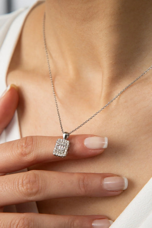 Women's Baguette Stone  Chain Necklace