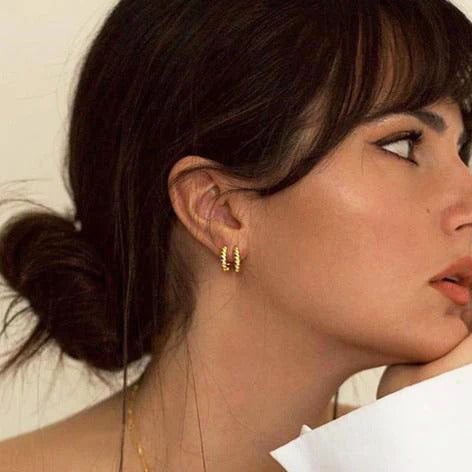 Dainty Cabled Chunky Huggie Hoop Earrings