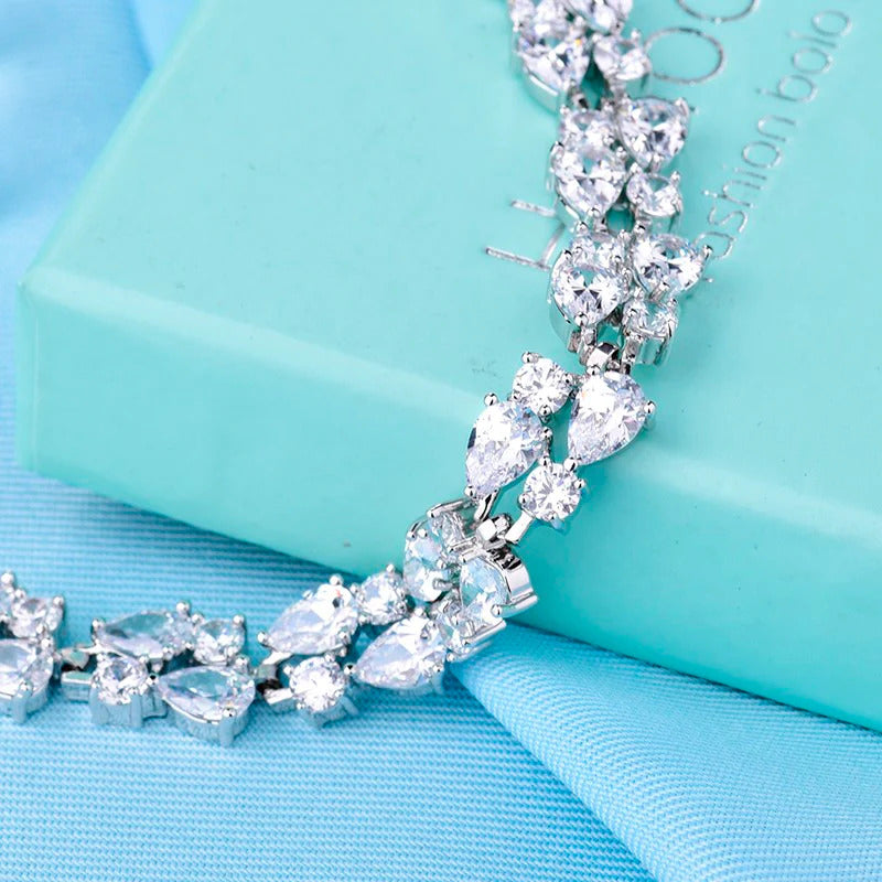 Shining White Gold Bracelet with Zircon Stones