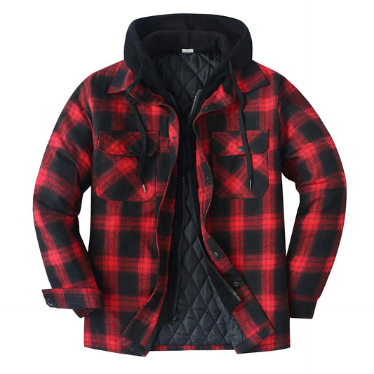 Men's Red Coat with Removable Hood - Denoss