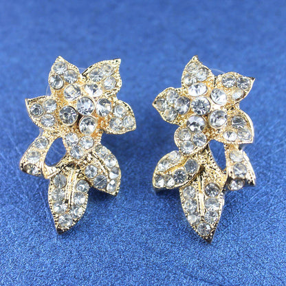 Gold crystal leaf lady jewelry set