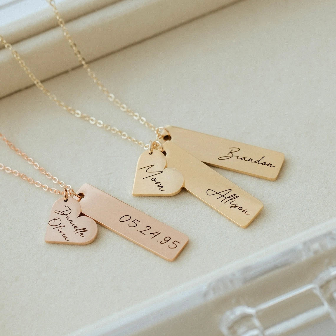 Personalized Heart Bar Necklace