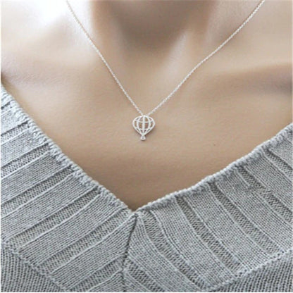Air Balloon Silver  Necklace Minimalist Necklace
