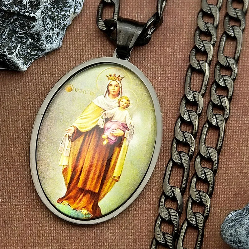 Virgin Mary and Baby Jesus,Christian Necklace,Religious Gift Jewelry