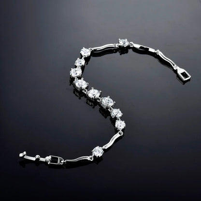 Elegant White Gold Bracelet with Zircon Stones