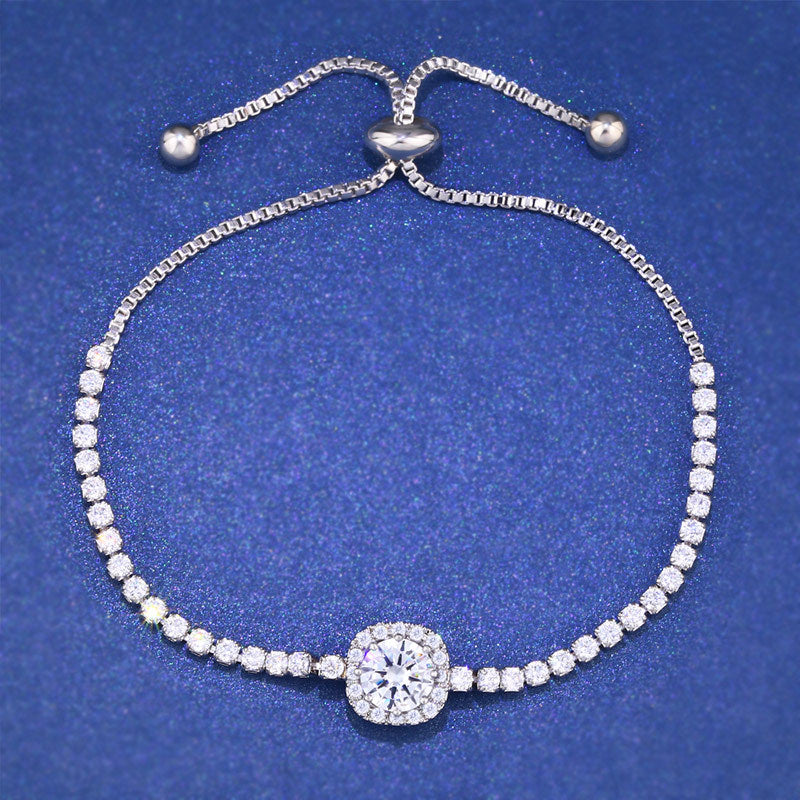 Diamond Square Silver Plated Bracelet