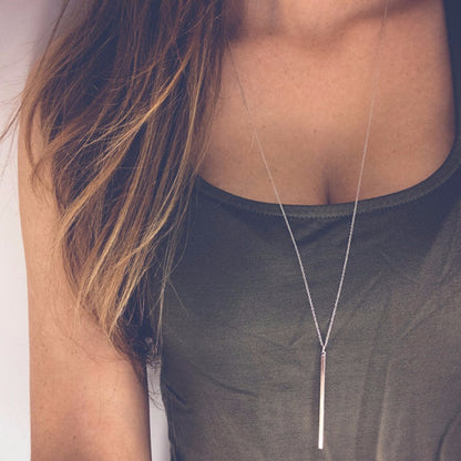 Silver Bar Lariat Necklace