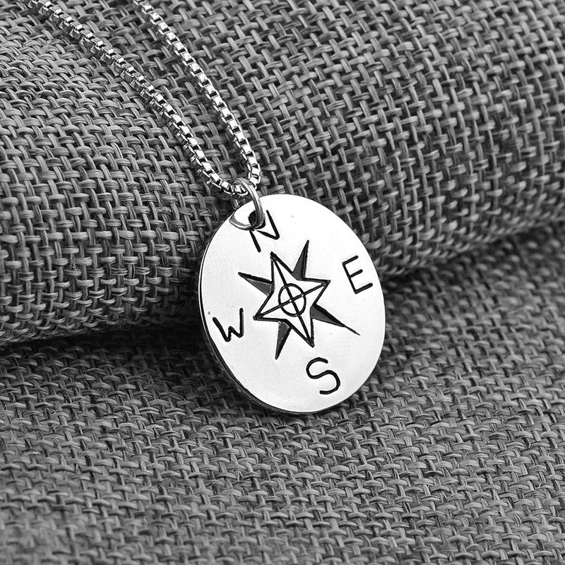 Compass Minimalist Silver Necklace